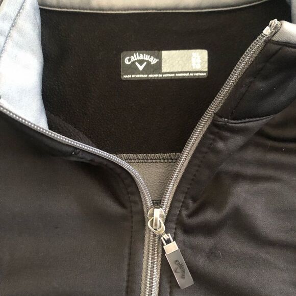 Callaway Golf 1/4 Zip Windbreaker Pocketed Jacket Black With Gray Mens Size XL - Picture 4 of 9